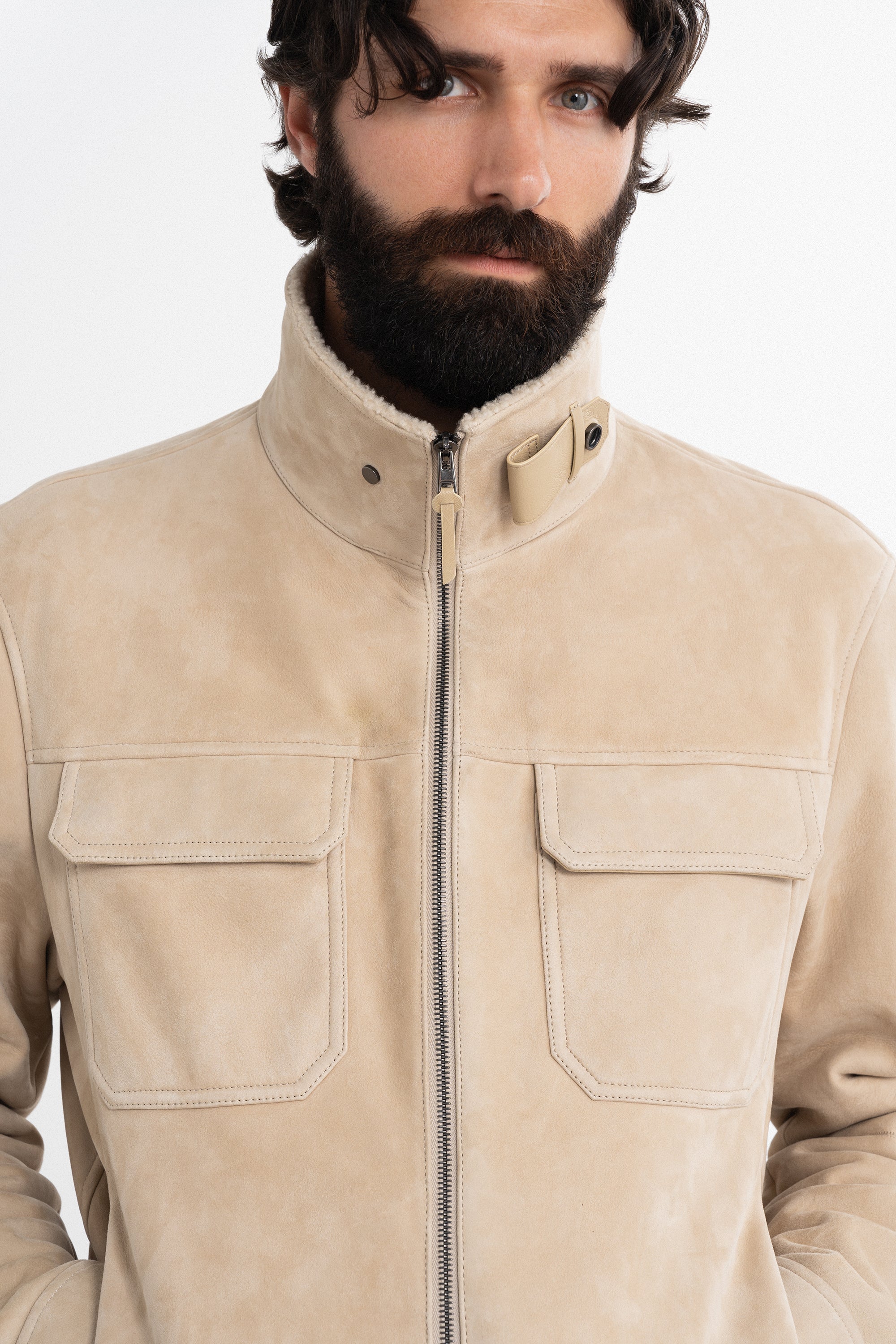 beige courchevel shearling jacket5